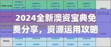 2024全新澳资宝典免费分享，资源运用攻略_卓越版SPD25.62